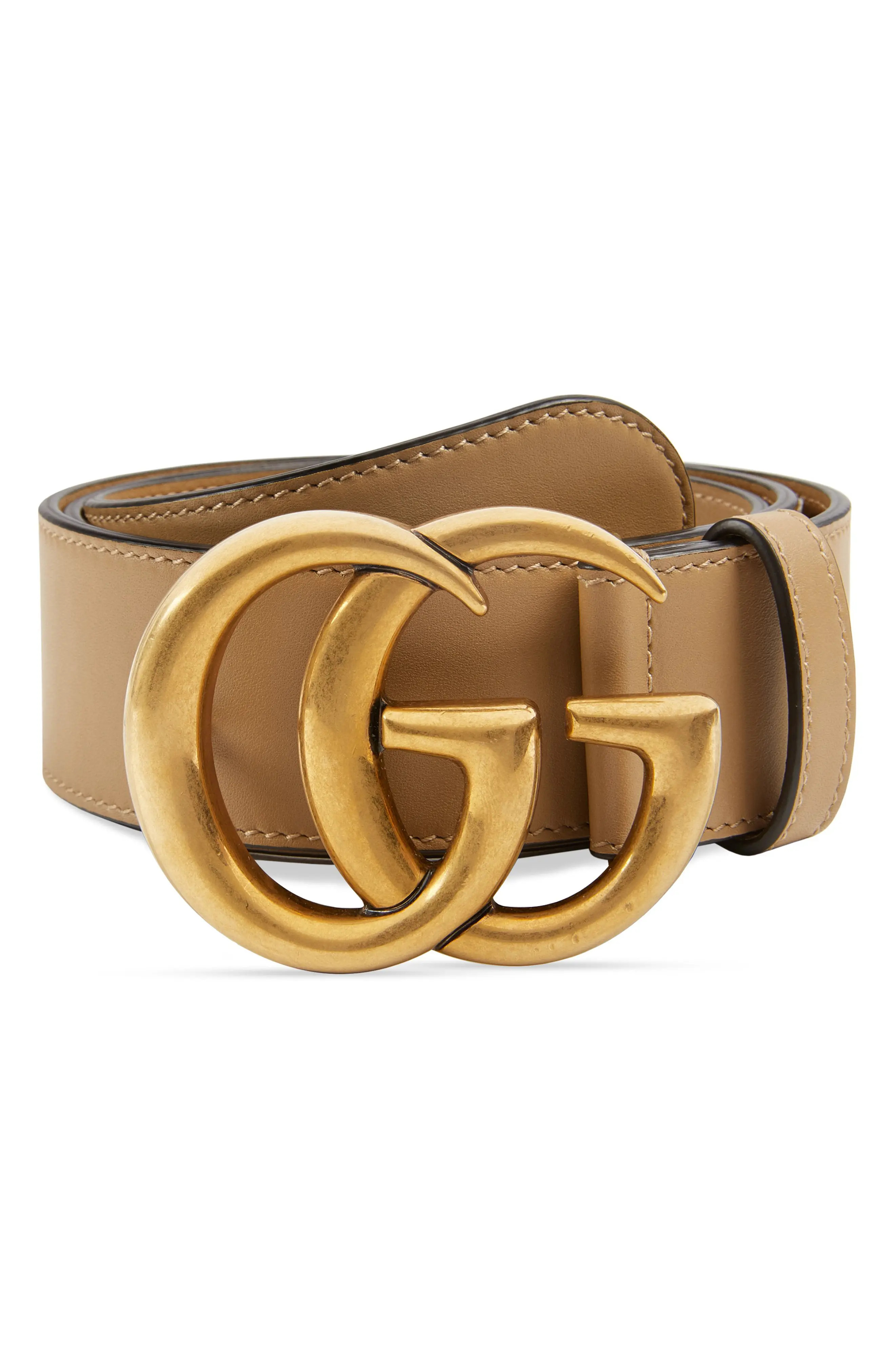 Women's Gucci Gg Logo Leather Belt, Size 95 - Natural Tan | Nordstrom