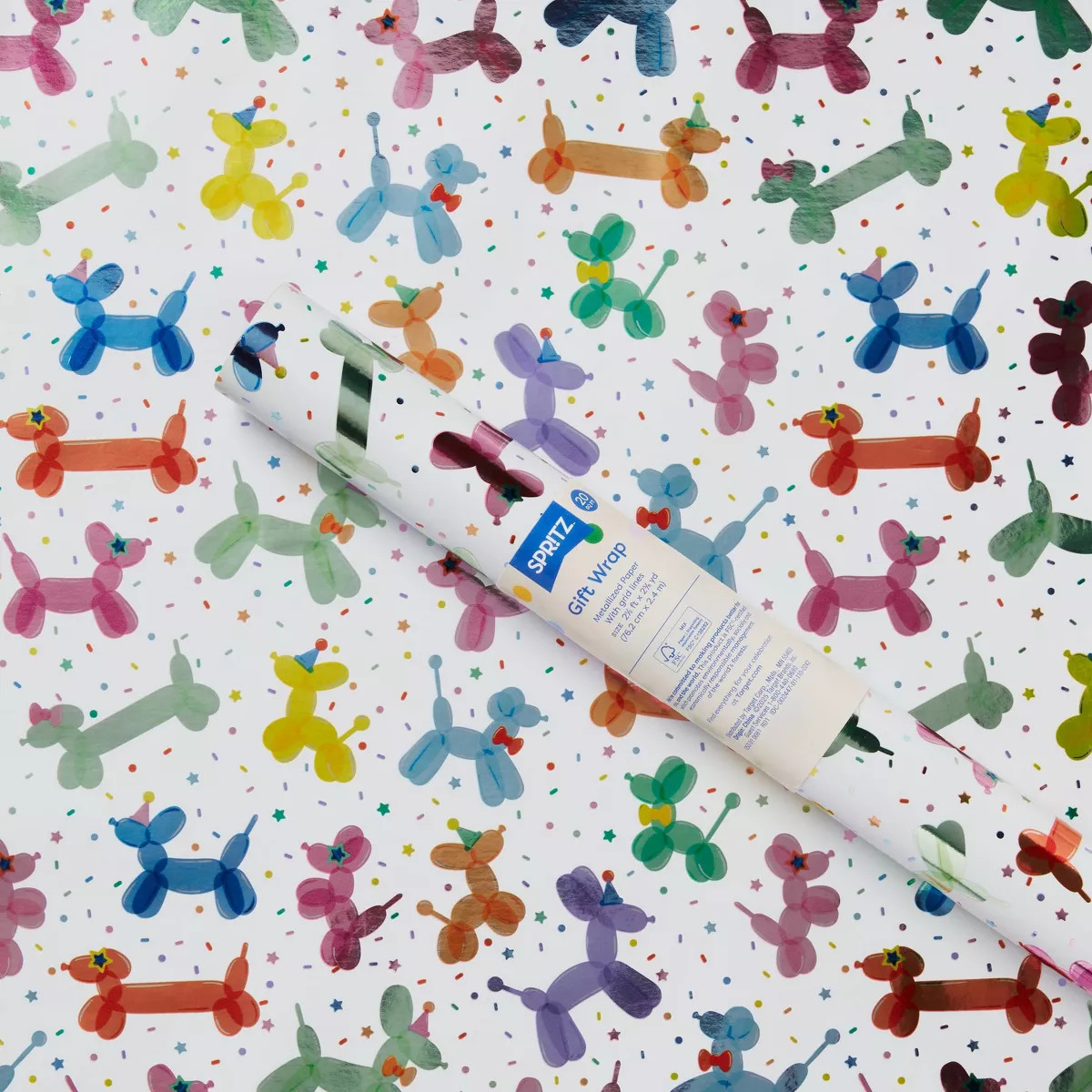 20 sq ft Gift Roll Wrap Balloon Animals - Spritz™ | Target