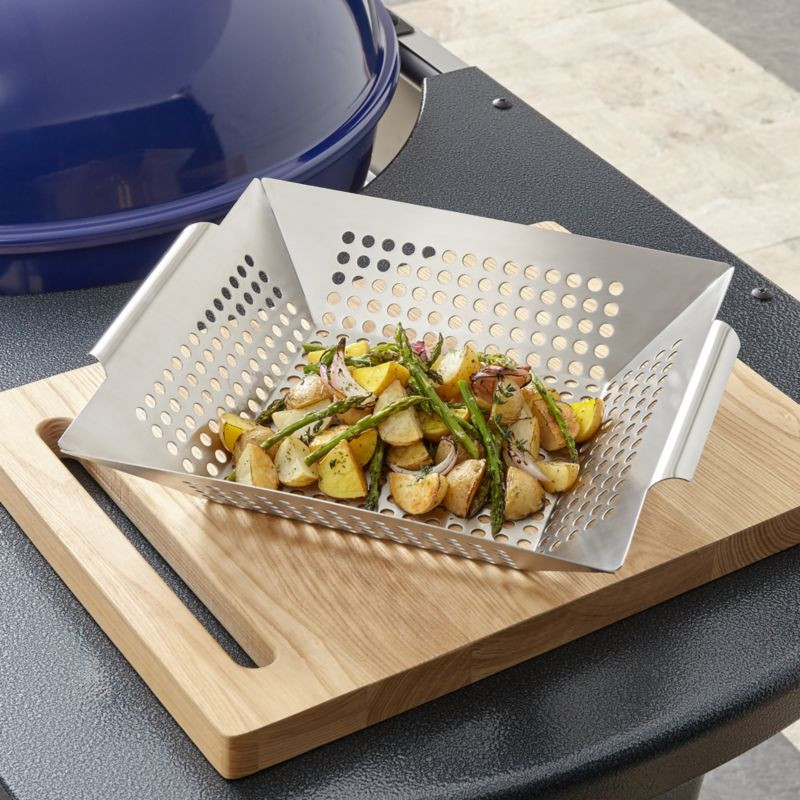 Square Grill Basket + Reviews | Crate & Barrel | Crate & Barrel