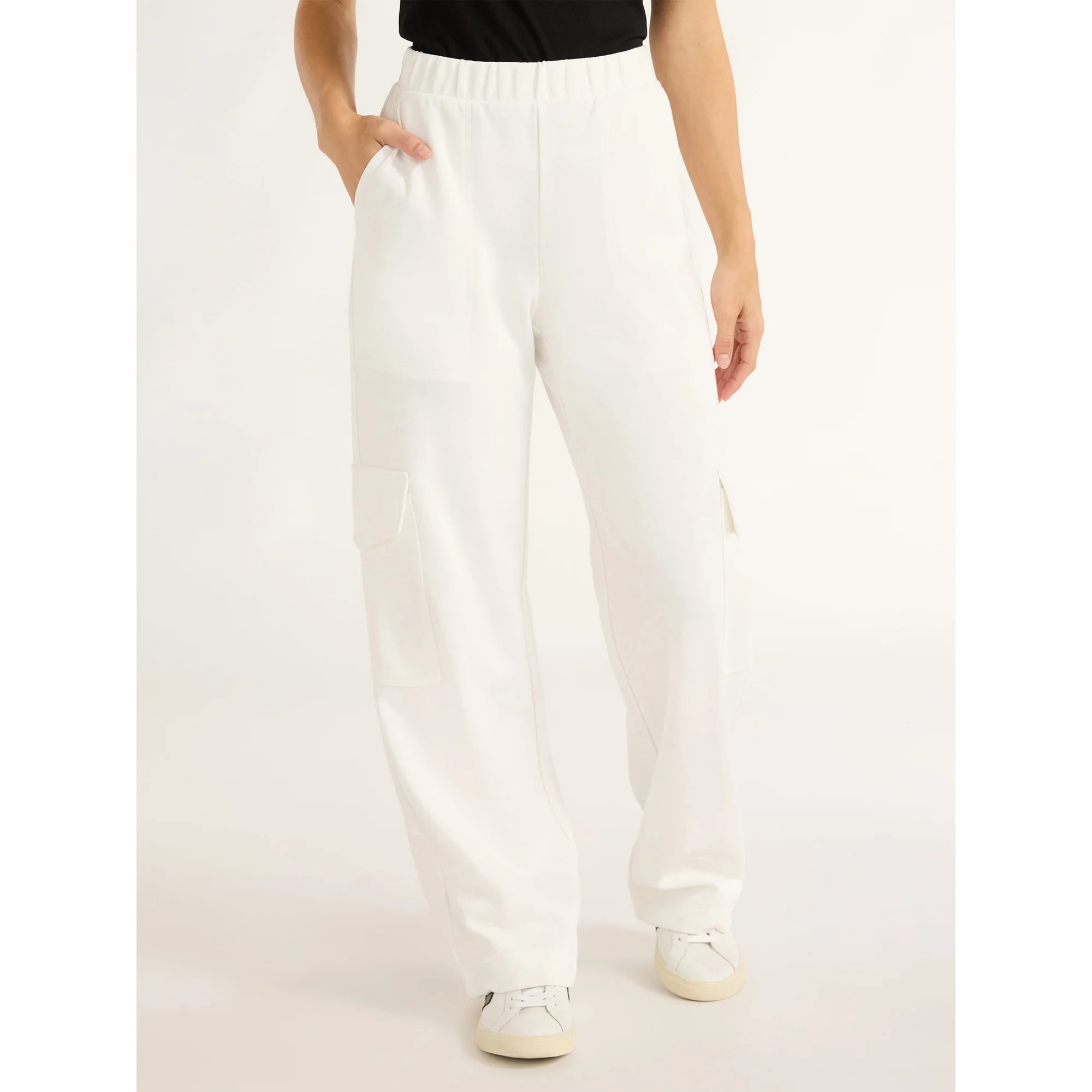 Free Assembly Women's and Women's Plus Wide Leg Knit Cargo Pants, 30” Inseam, Sizes XS-4X | Walmart (US)