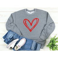 Heart Sweatshirts, Valentines Day Sweatshirt, Hand Drawn Kindness Gift For Her | Etsy (US)