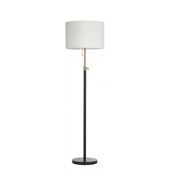 KAWOTI 65" Gold/ Black Adjustable Floor Lamp with Fabric Shade - Overstock - 35365128 | Bed Bath & Beyond