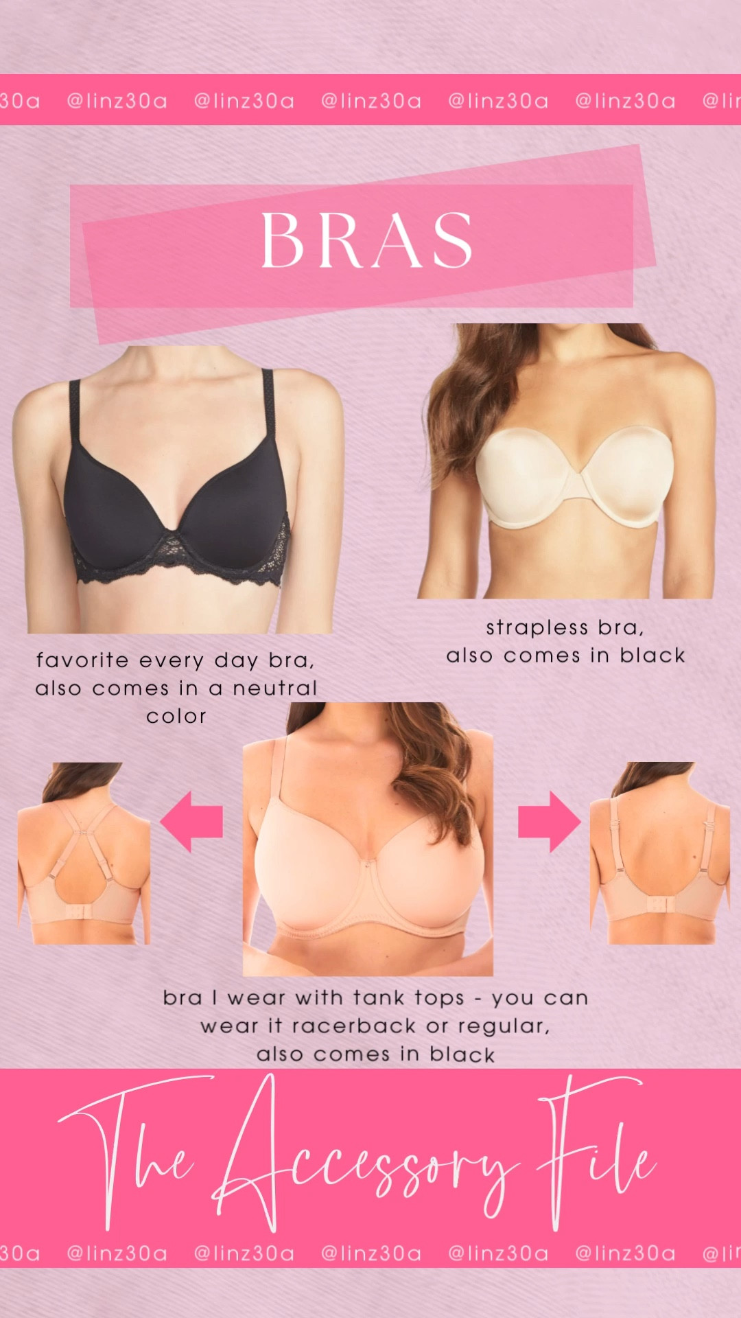 I always get asked about bras. Here are the bras I was specifically recommended by a bra specialist. 

Tee shirt bra, strapless bra, convertible racerback bra 

#LTKStyleTip #LTKFindsUnder100