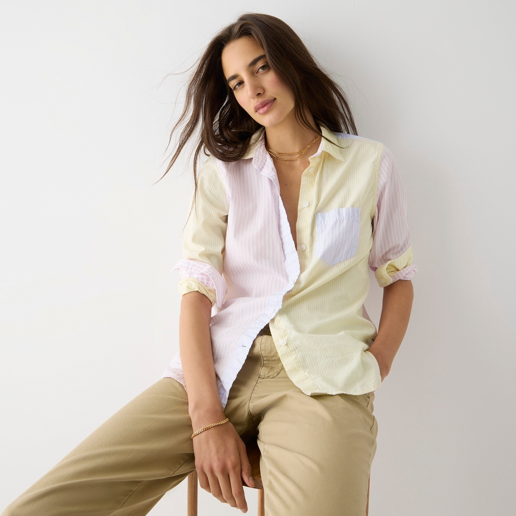 Classic-fit cotton poplin shirt in cocktail stripe | J. Crew US
