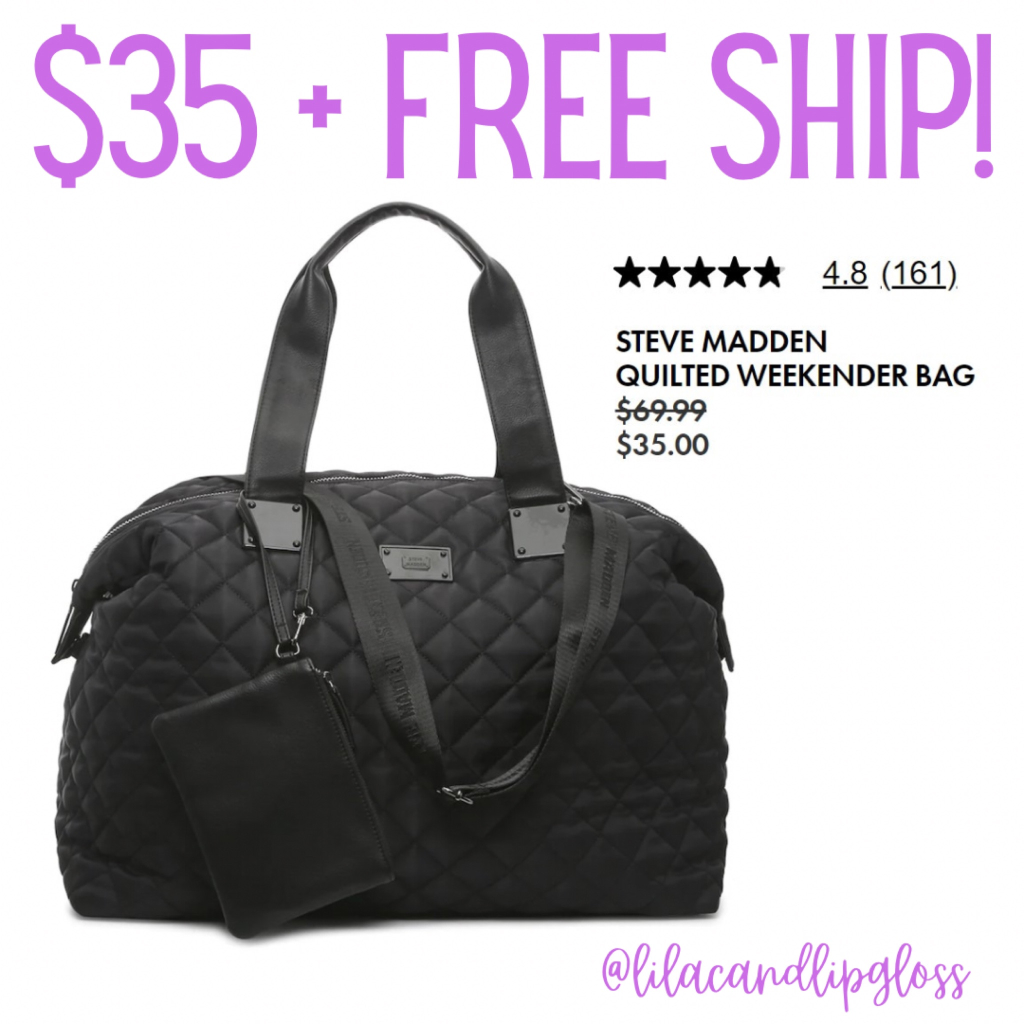 Steve Madden Quilted Weekender Bag curated on LTK