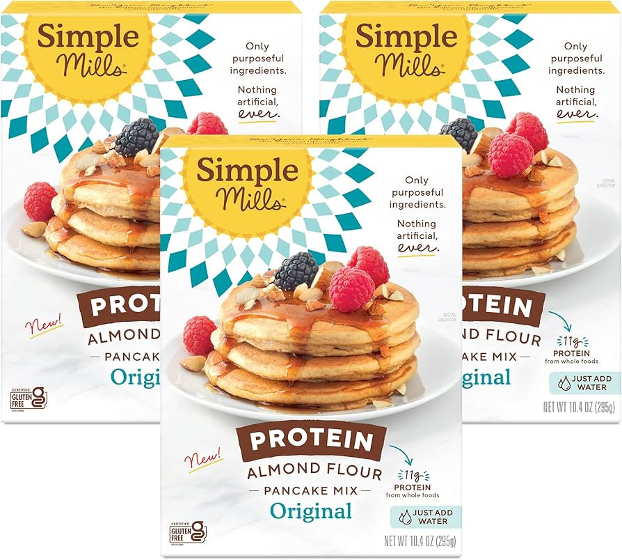 Simple Mills Just Add Water Almond Flour Pancake Mix, Original Protein - Gluten Free, Plant Based... | Amazon (US)