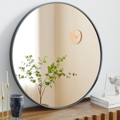 NEWBULIG Black Round Wall Mirror 30 Inch, Bathroom Mirrors for Over Sink, Wall Decor for Bathroom... | Amazon (US)