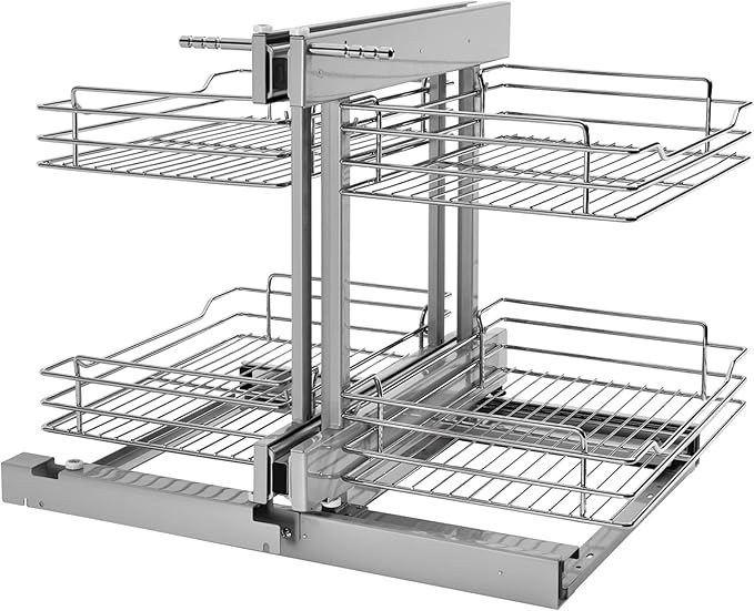 Rev-A-Shelf 5PSP-15SC-CR 15 Inch Chrome Soft Close Blind Corner Heavy Duty 2 Tier 4 Shelf Slide O... | Amazon (US)