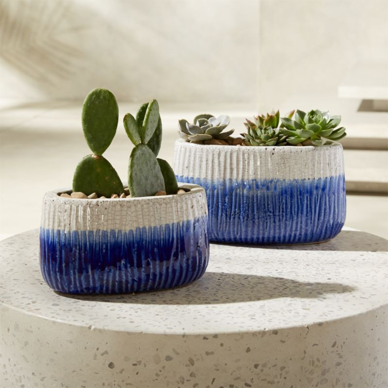 Coastline Blue and White Planters | CB2 | CB2