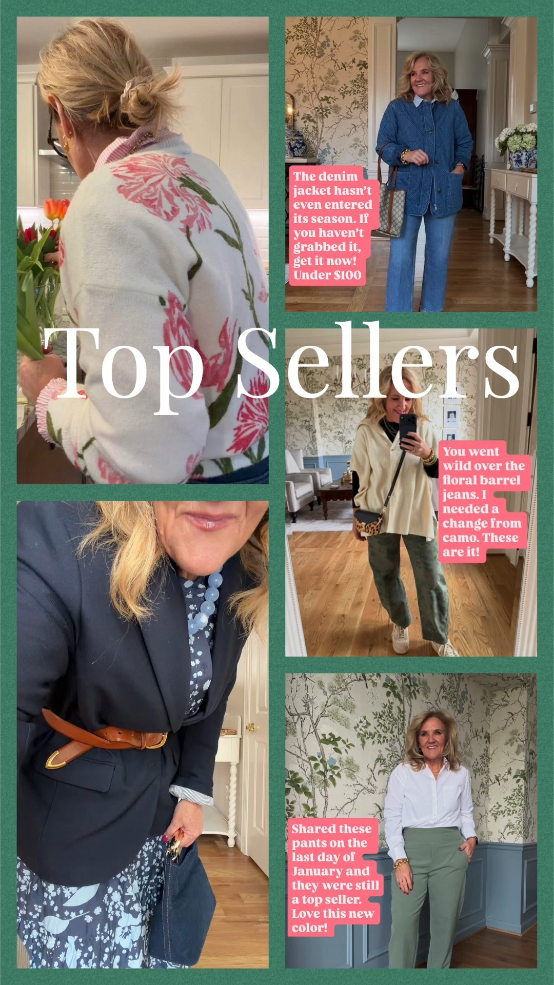 January top sellers 
Sweater size medium 
Navy blazer size 10 petite 
Floral barrel jeans size 29 reg 
Denim jacket size medium 

#LTKOver40 #LTKPetite #LTKootd