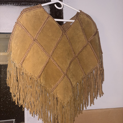 Wilson Vintage Y2K Poncho Turquoise Suede Boho Fringe Size Large | eBay US