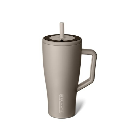 BrüMate Era 30 oz Tumbler with Handle and Straw | 100% Leakproof Insulated Water Bottle Tumbler with Lid and Flexible SoftSip Straw | Made of Stainless Steel | Cup Holder Friendly | 30oz (Mocha) | Amazon (US)