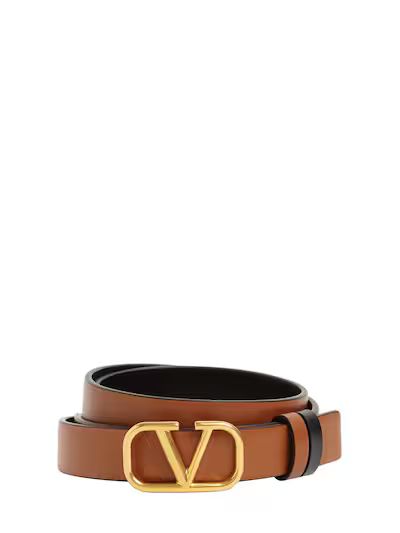 Valentino Garavani - 2cm reversible v logo leather belt - Selleria/Black | Luisaviaroma | Luisaviaroma