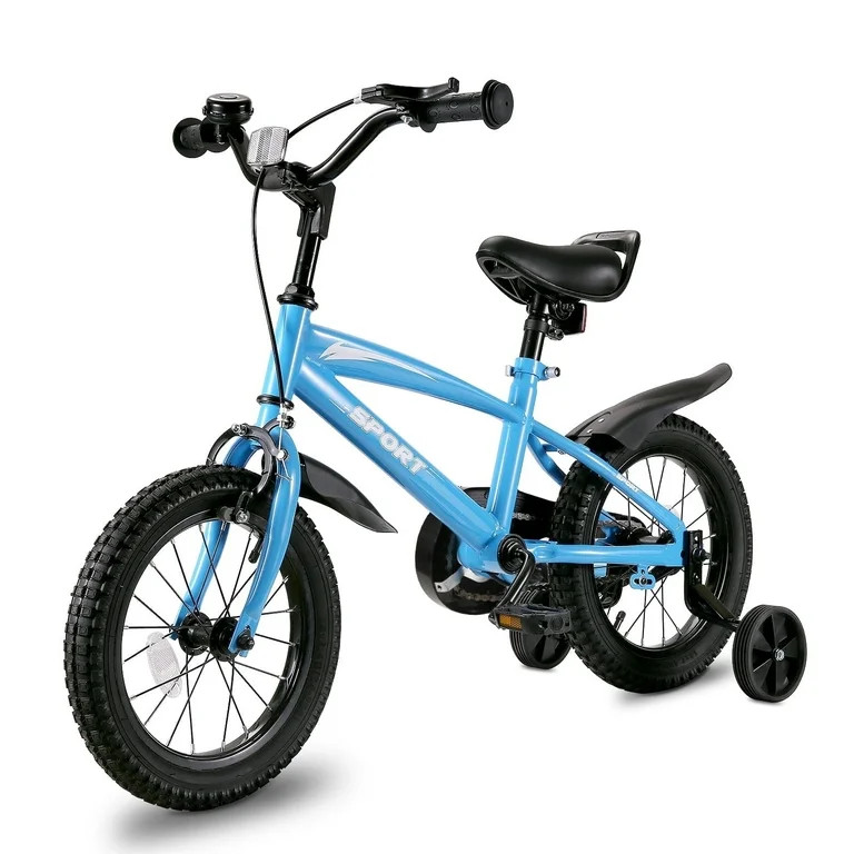 Naipo 12"/14"/ 16"/18" Kids Bike Girls and Boys Blue Bike with Removable Training Wheels | Walmart (US)