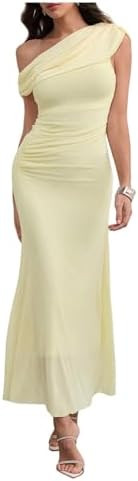 GORGLITTER Women's Off The Shoulder Dress Birthday Wedding Guest Dress Ruched Fishtail Formal Coc... | Amazon (US)