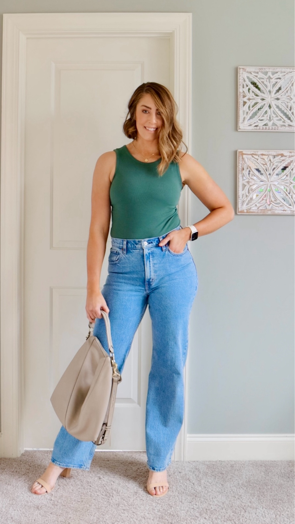 Check out this lighter professional and casual outfit for work or play!

Green bodysuit, Apple Watch, Abercrombie denim, Abercrombie jeans, Spring trends, summer trends, summer outfit, new denim, work outfit, snake skin heels, boho bag, hobo bag, Rebekah Minkoff, open toe toe heels, tall women fashion, tall girl fashion, tall jeans for women, summer outfits

Bodysuit - medium 
Denim - 29 long
Shoes - 11

#LTKSaleAlert #LTKStyleTip #LTKWorkwear
