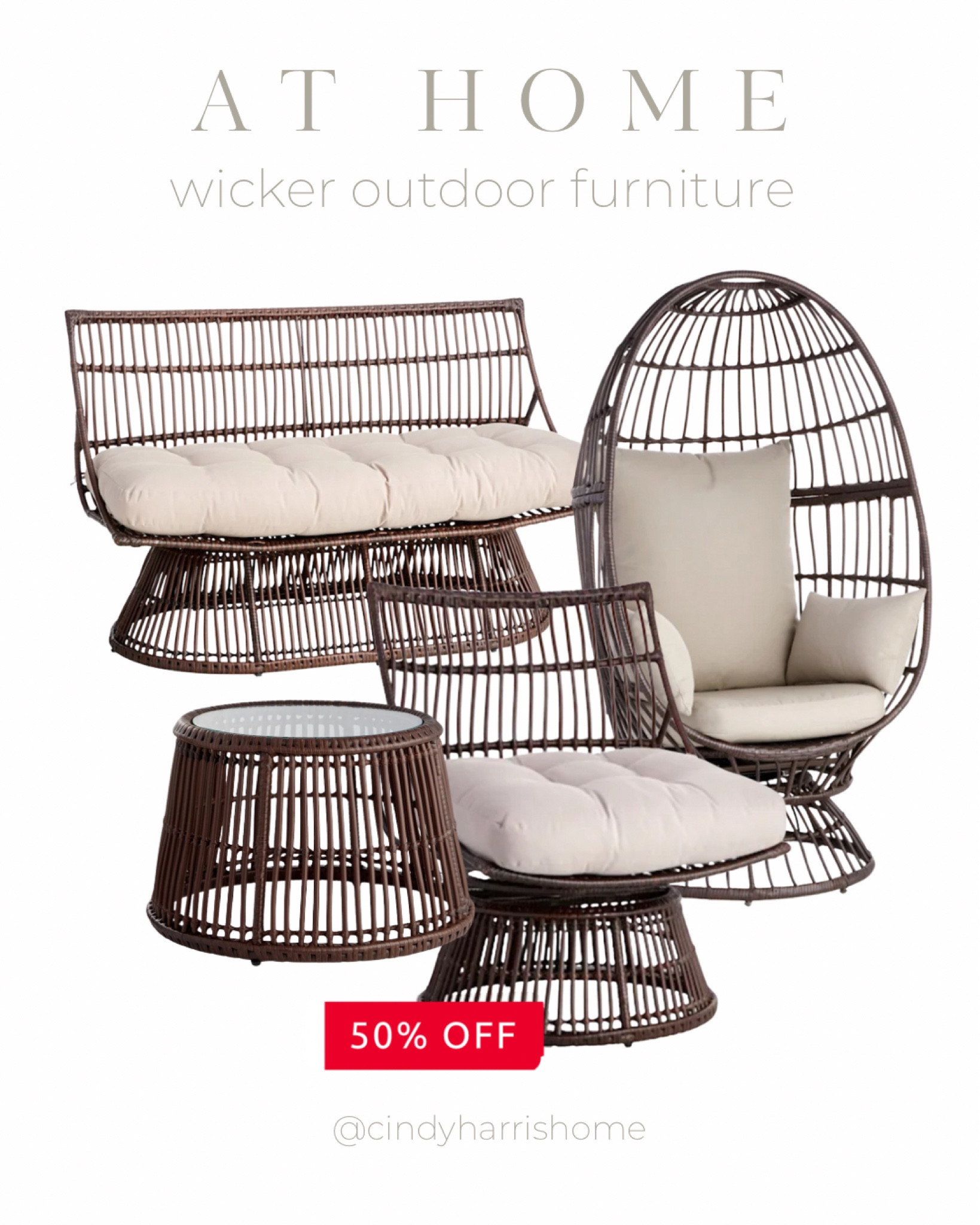 Wicker outdoor furniture is 50% off right now from At Home! If you’re in the market for something new, this is such a great deal. 