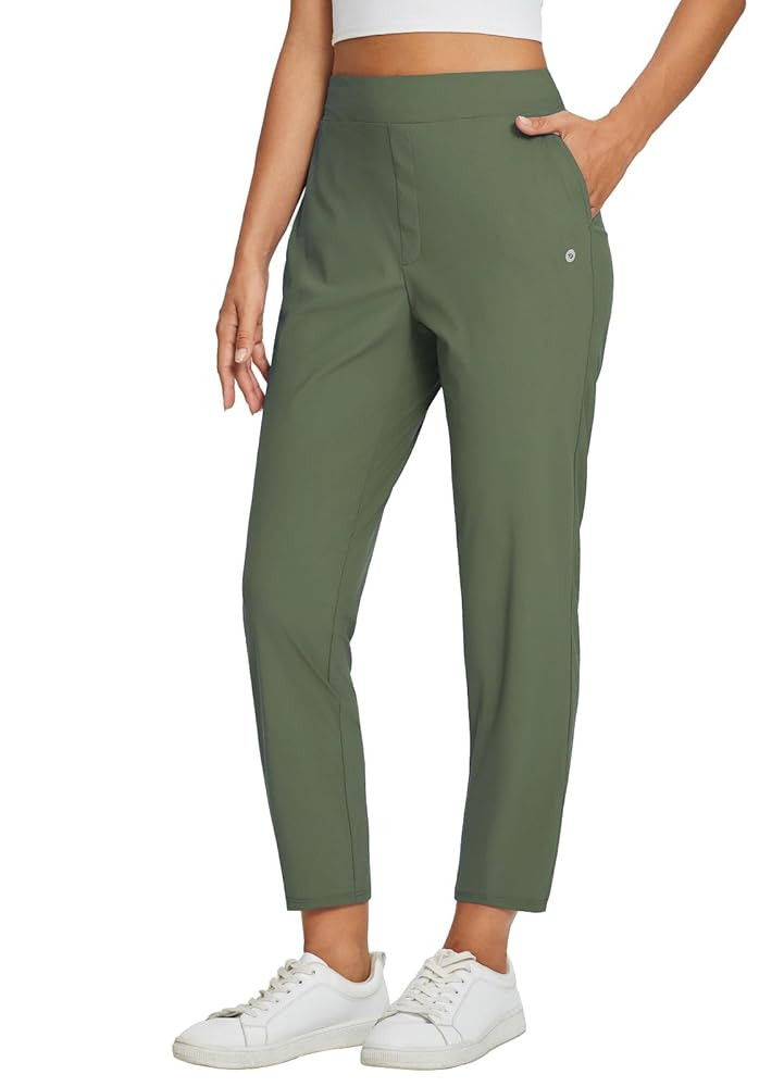 baleaf Womens Travel Pants Lightweight Stretch with Zipper Pockets Petite Ankle Dressy Golf Work ... | Amazon (US)