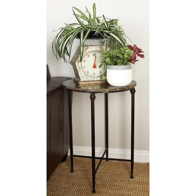 Eastchester Marble Side End Accent Table with Bronze Metal Legs | Wayfair North America