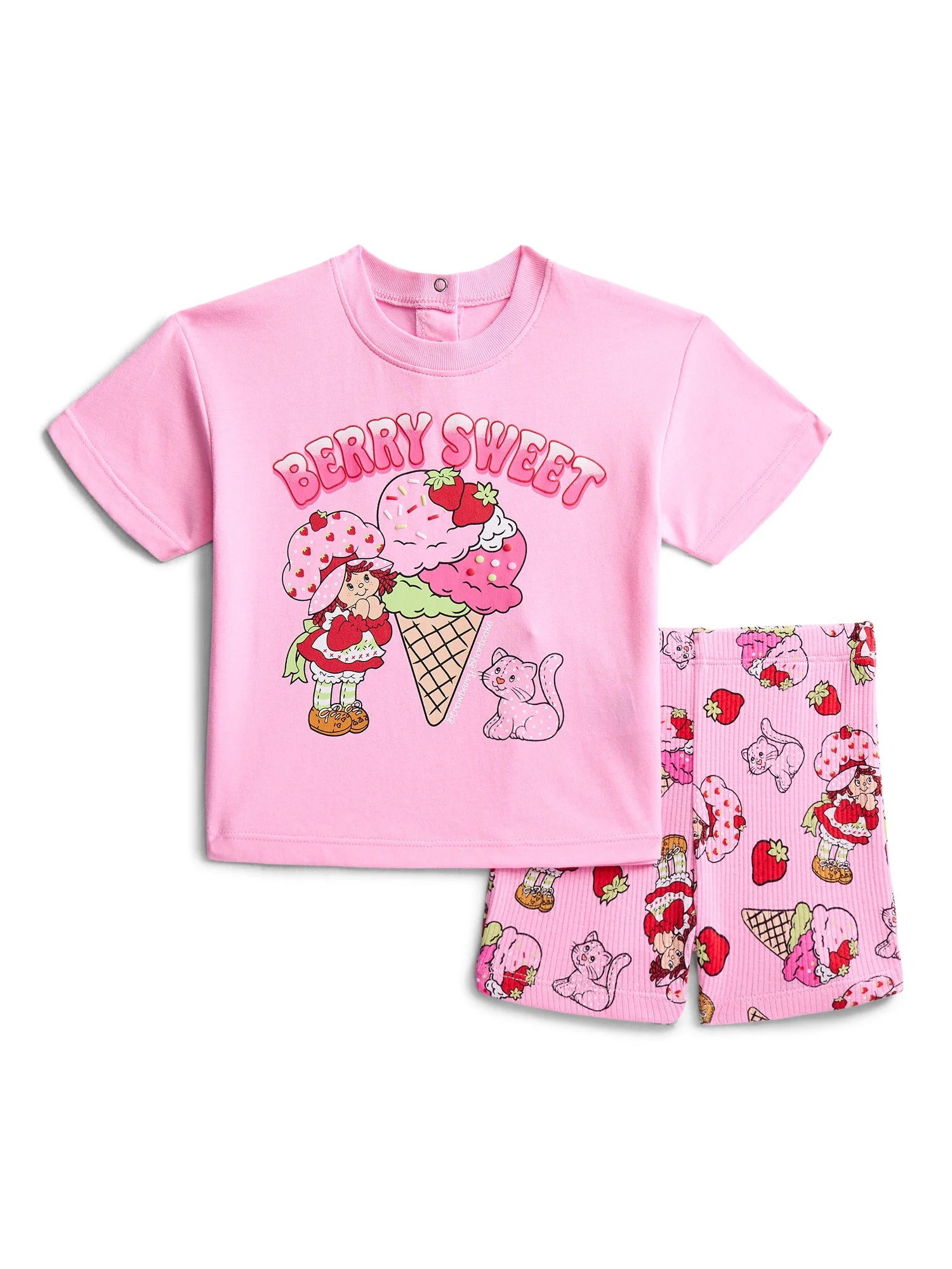 Strawberry Shortcake Baby Girls Short Sleeve Graphic Tee and Matching Bike Shorts Set, 2-Piece, S... | Walmart (US)