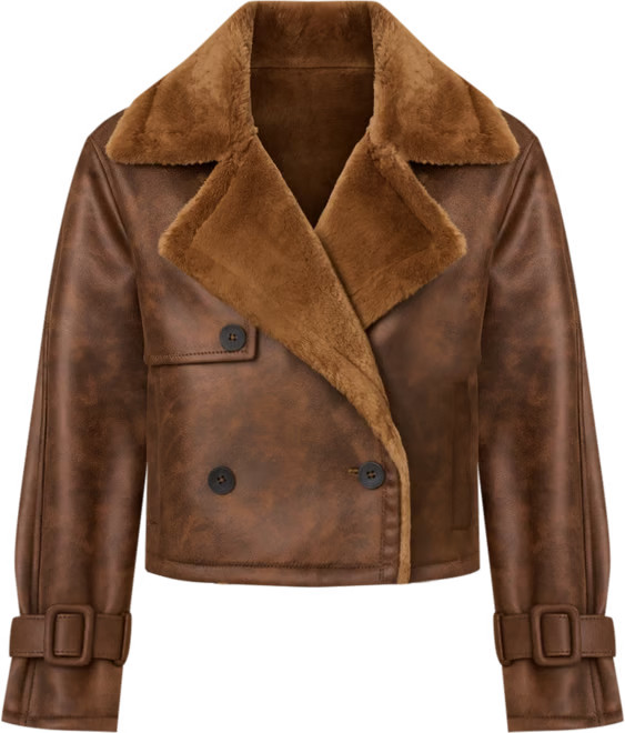 Women's Faux Shearling Cropped Jacket | Macy's