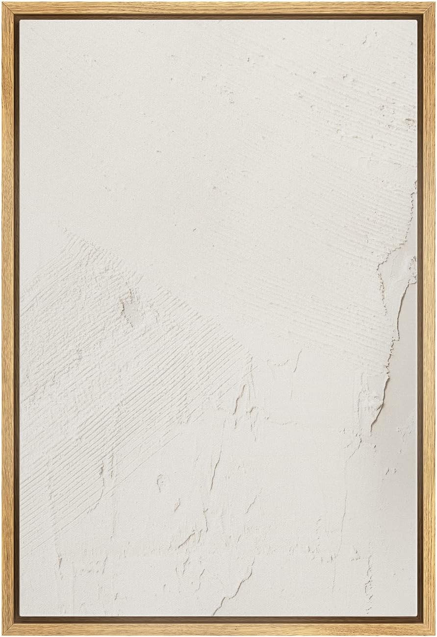 SIGNWIN Framed Canvas Print Wall Art Minimal White Paint Brush Strokes Abstract Shapes Illustrati... | Amazon (US)