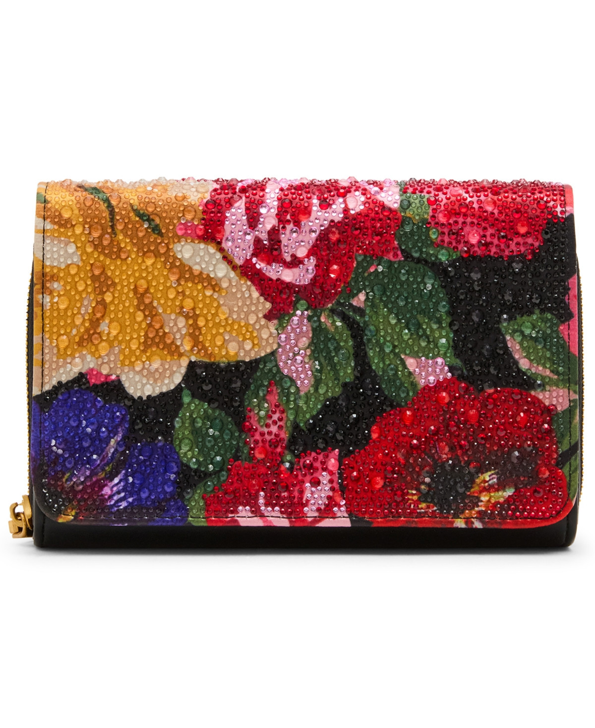 Betsey Johnson Hearts Wallet Crossbody - Black Floral | Macy's