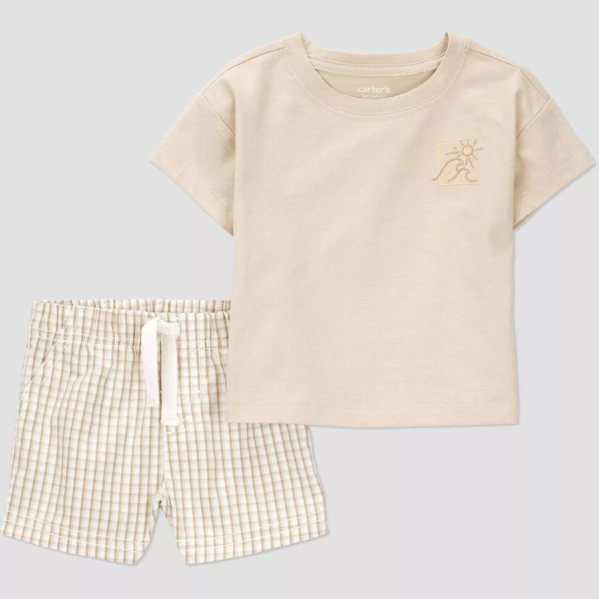 Carter's Just One You®️ Baby Boys' Gingham Shortalls Set - Brown 18M | Target