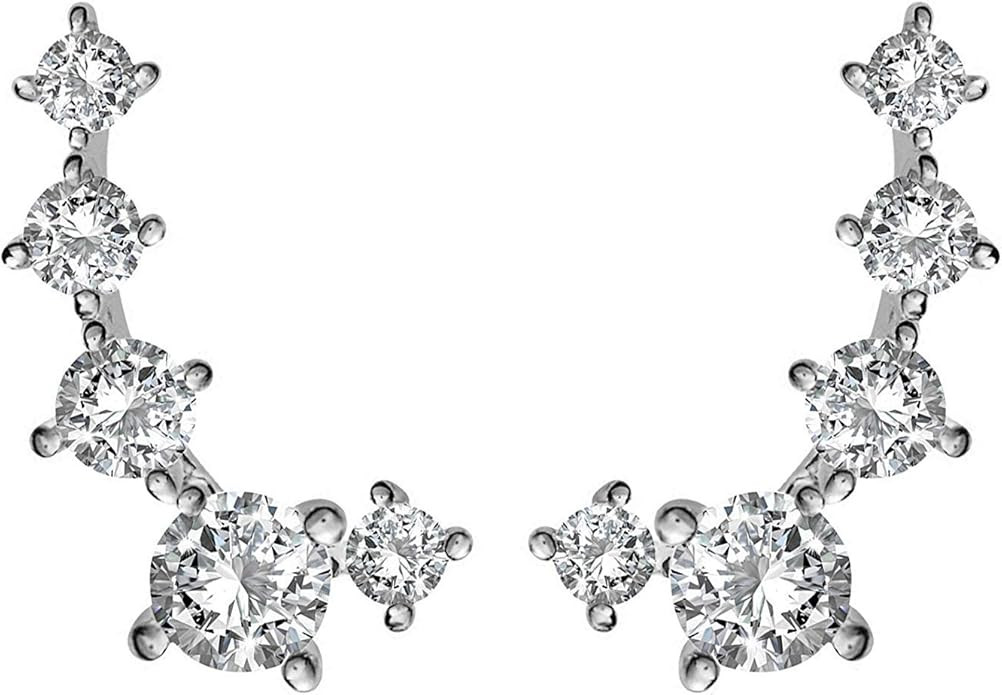 PAVOI 14K Gold Plated Cubic Zirconia Ear Crawler Earrings - Faux Diamond Arrow Ear Climber Fashio... | Amazon (US)