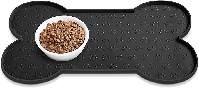Dog Food Mat Anti-Slip Silicone Dog Bowl Mat Thicker Pet Placemat Waterproof Cat Feeder Pad with ... | Amazon (US)