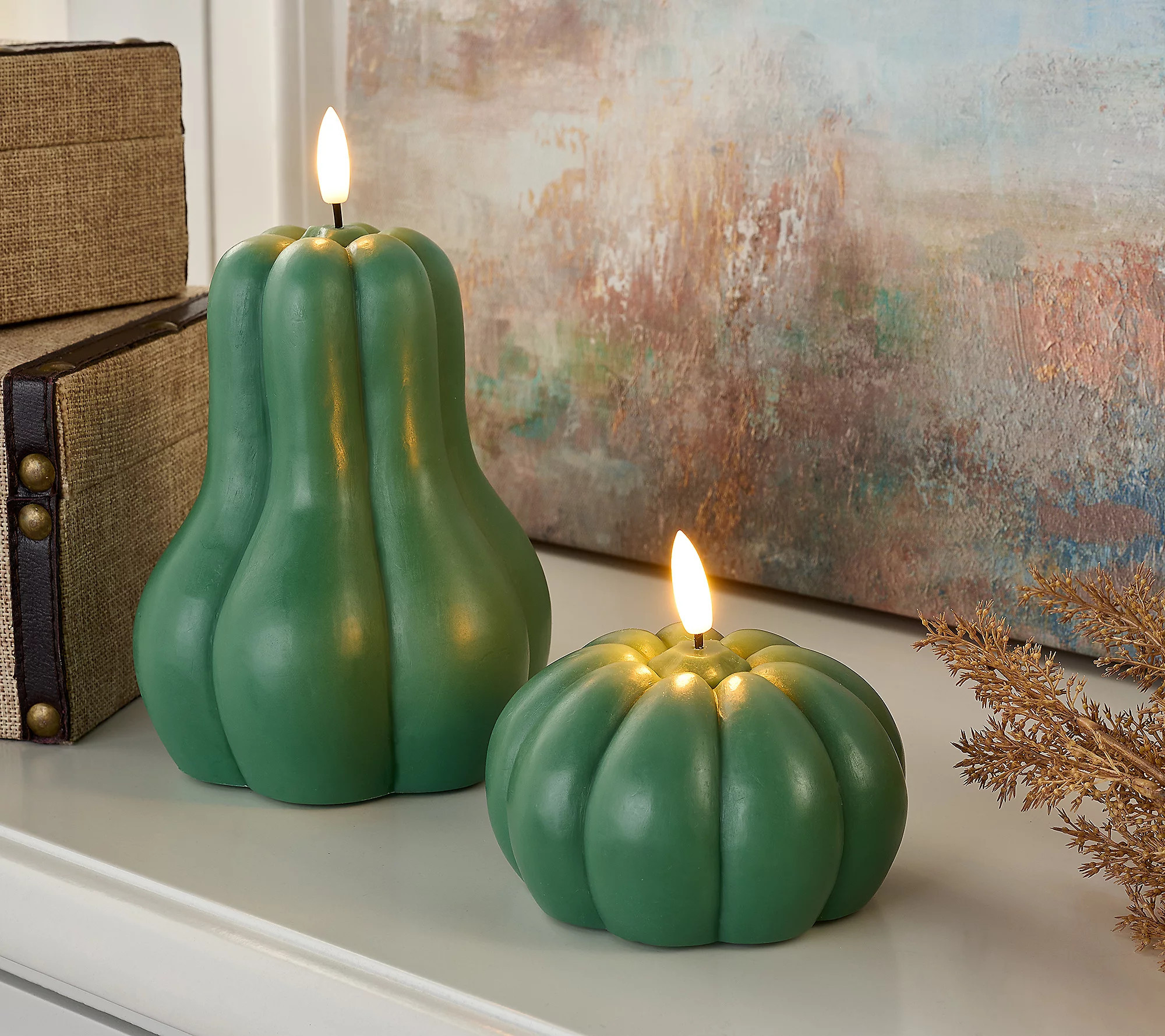 Home Reflections S/2 Flameless Pumpkin Figural Candles | QVC