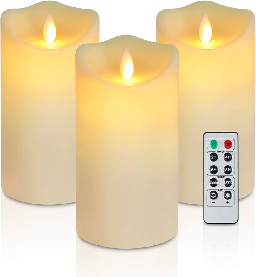 Enido 6” x 3.25” Flickering Flameless Candles Battery Operated Candles Led Candles with Remot... | Amazon (US)