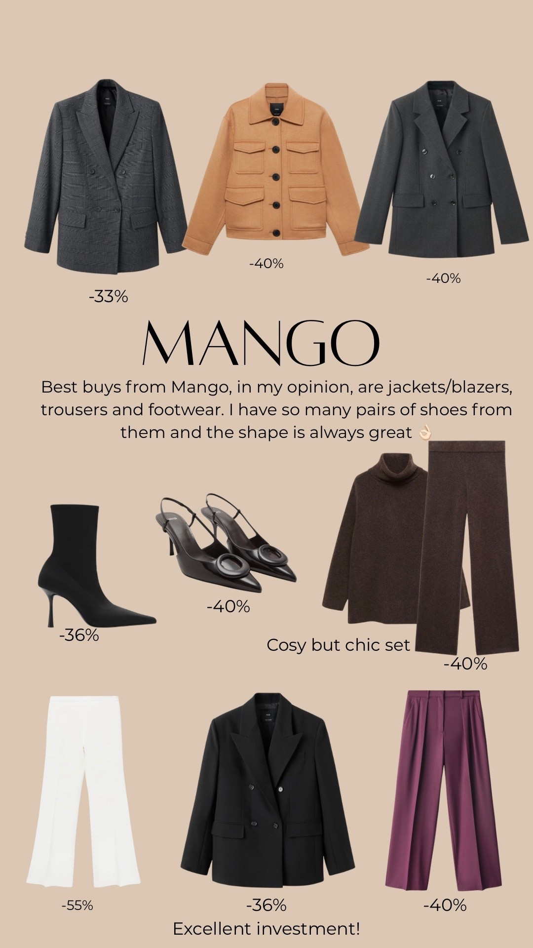 Grey blazer, wool blend blazer, double breasted blazer, black double breasted blazer, burgundy trousers, wool jacket, black pointed boots, long white trousers, cosy chic set, chic loungewear set, brown loungewear 

#LTKstyletip #LTKshoecrush

#LTKSaleAlert #LTKFindsUnder100 #LTKCyberWeek