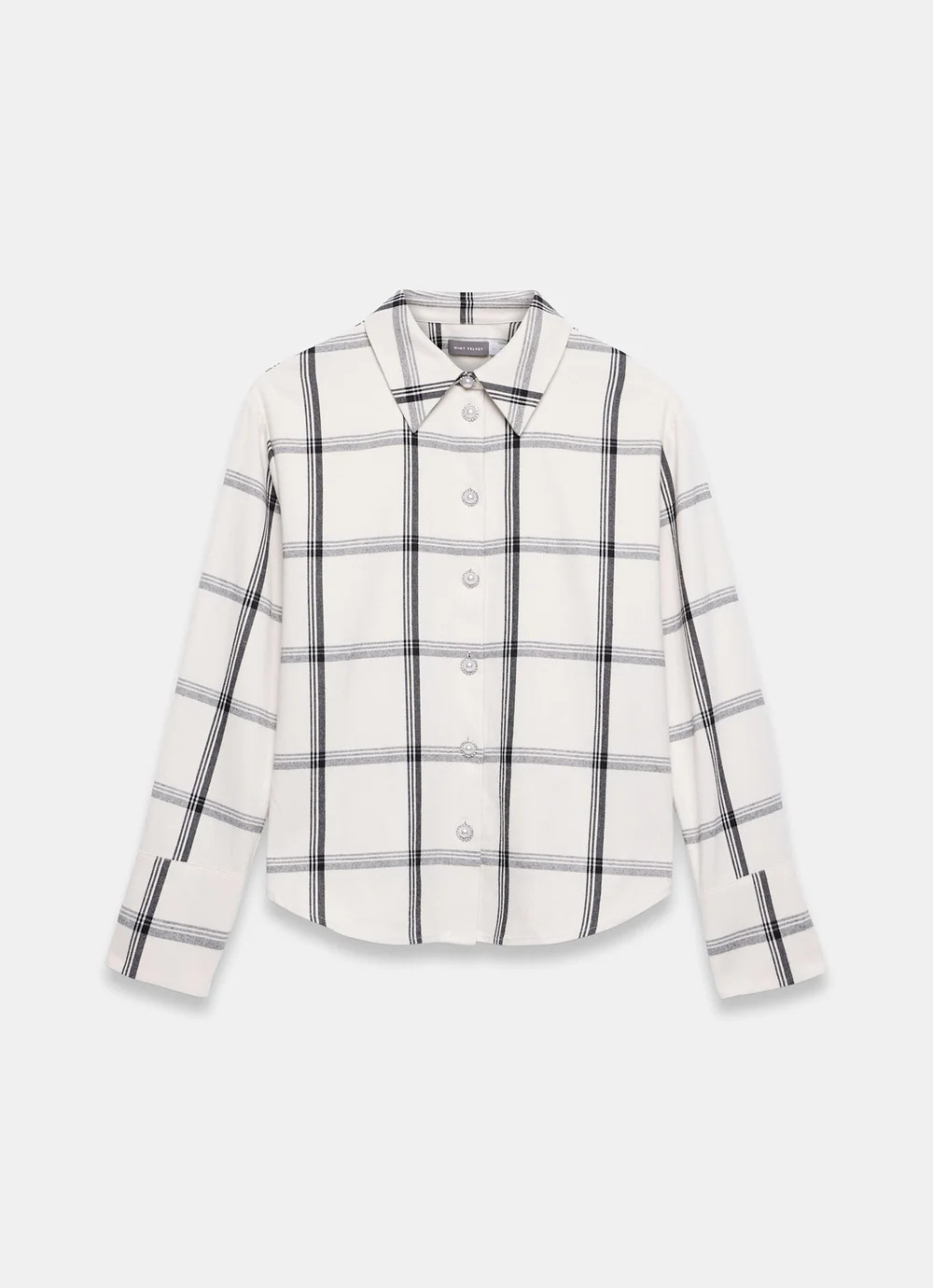 Cream Cotton Check Shirt | Mint Velvet