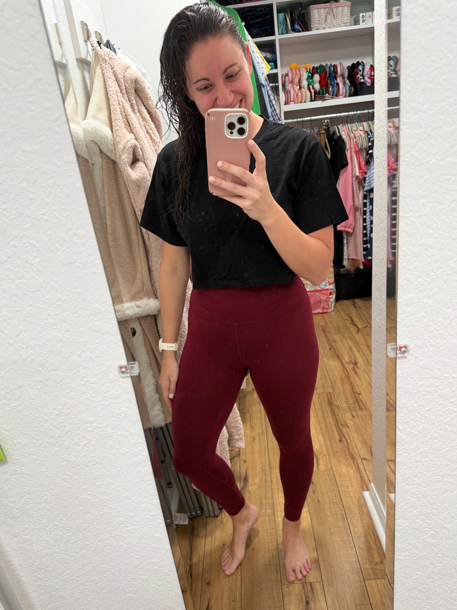 Post-workout comfy fit for the evening! I love a high waisted legging with a cropped tshirt! It is the perfect balance of fitted and loose! You all know I love Aerie leggings and they fit true to size!! These tshirts from Amazon come in bulk packs which I love! 

#LTKActive #LTKgrwm #LTKootd