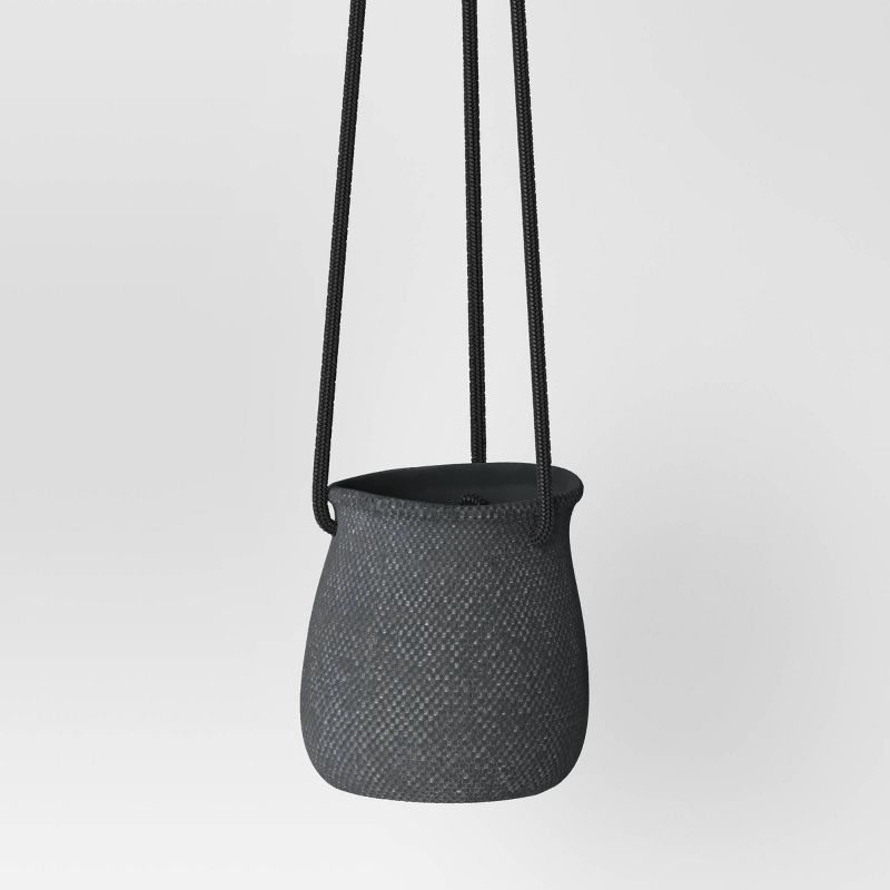 6" Wide Hanging Textured Freeform Indoor/Outdoor Ceramic Planter Pot Dark Gray - Threshold™ | Target