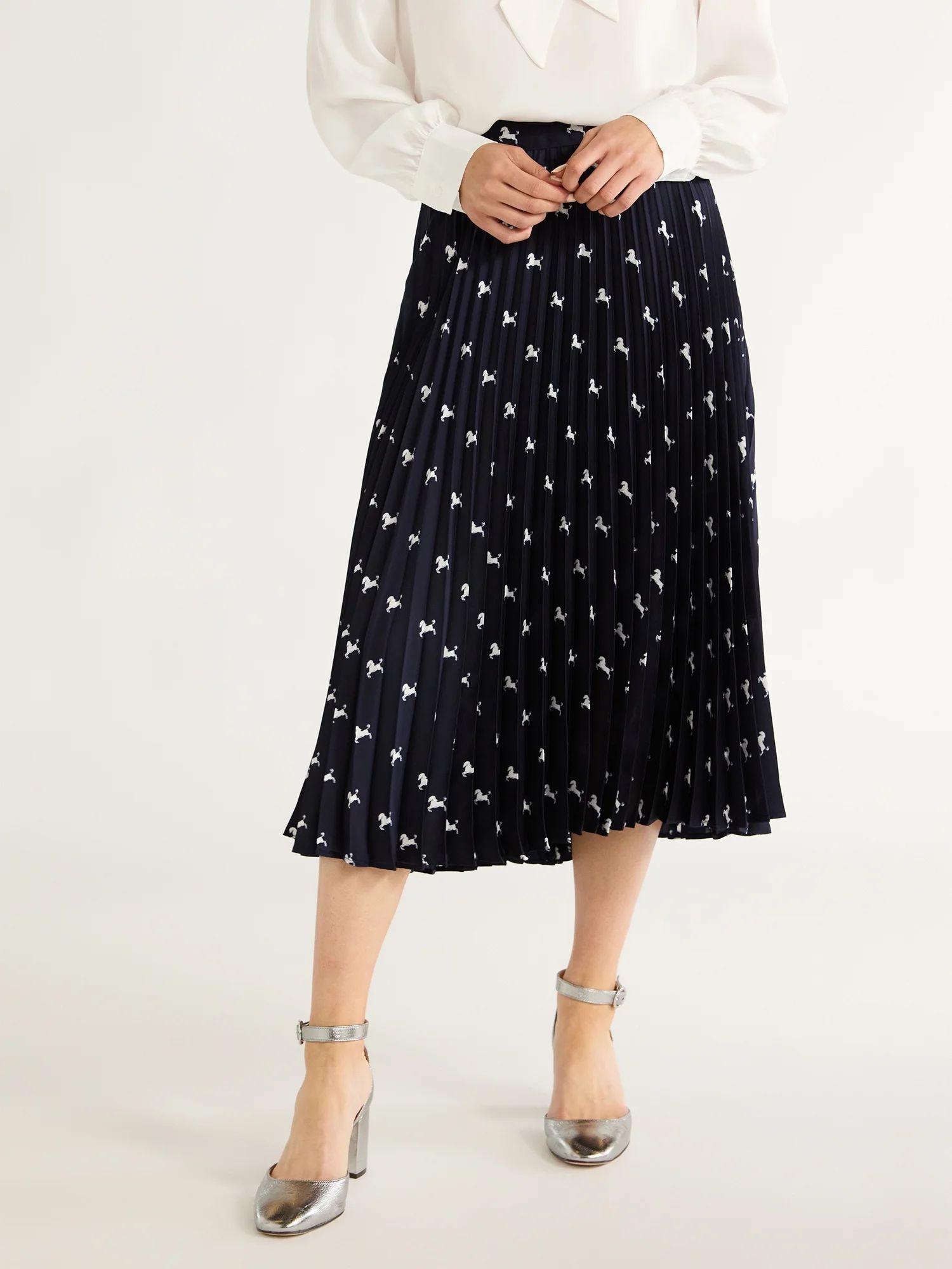 Free Assembly Women’s Pleated Midi Skirt, Sizes XS-XXL | Walmart (US)