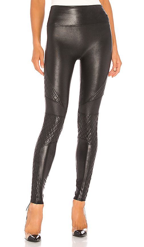 SPANX Quilted Faux Leather Legging in Black. - size L (also in XS,S,M) | Revolve Clothing (Global)