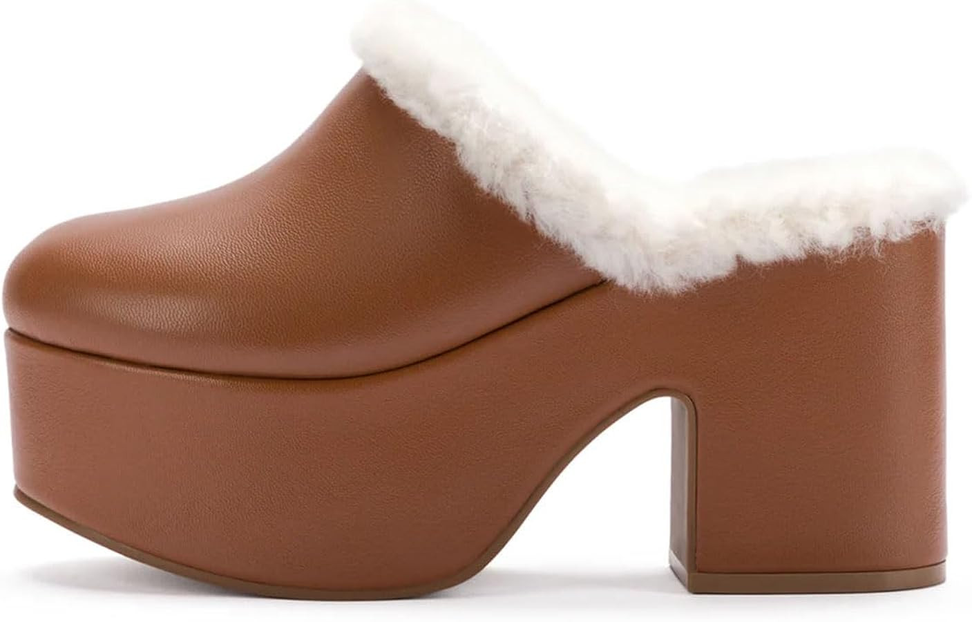 Pazzion Women Comfy Thick Platform Closed Round Toe Clog Mules Slip On Block High Heels Backless ... | Amazon (US)