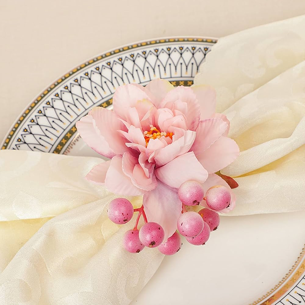 ZWMBYN Artificial Flower Napkin Rings Set of 6, Crafts Vine Floral Napkin Holder Buckles Table De... | Amazon (US)