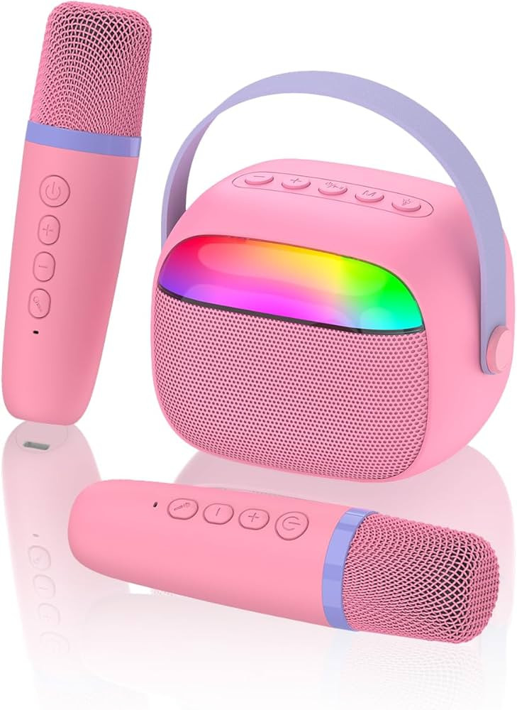 Mini Karaoke Machine with 2 Wireless Microphones for Kids Portable RGB Bluetooth Speaker Birthday... | Amazon (US)