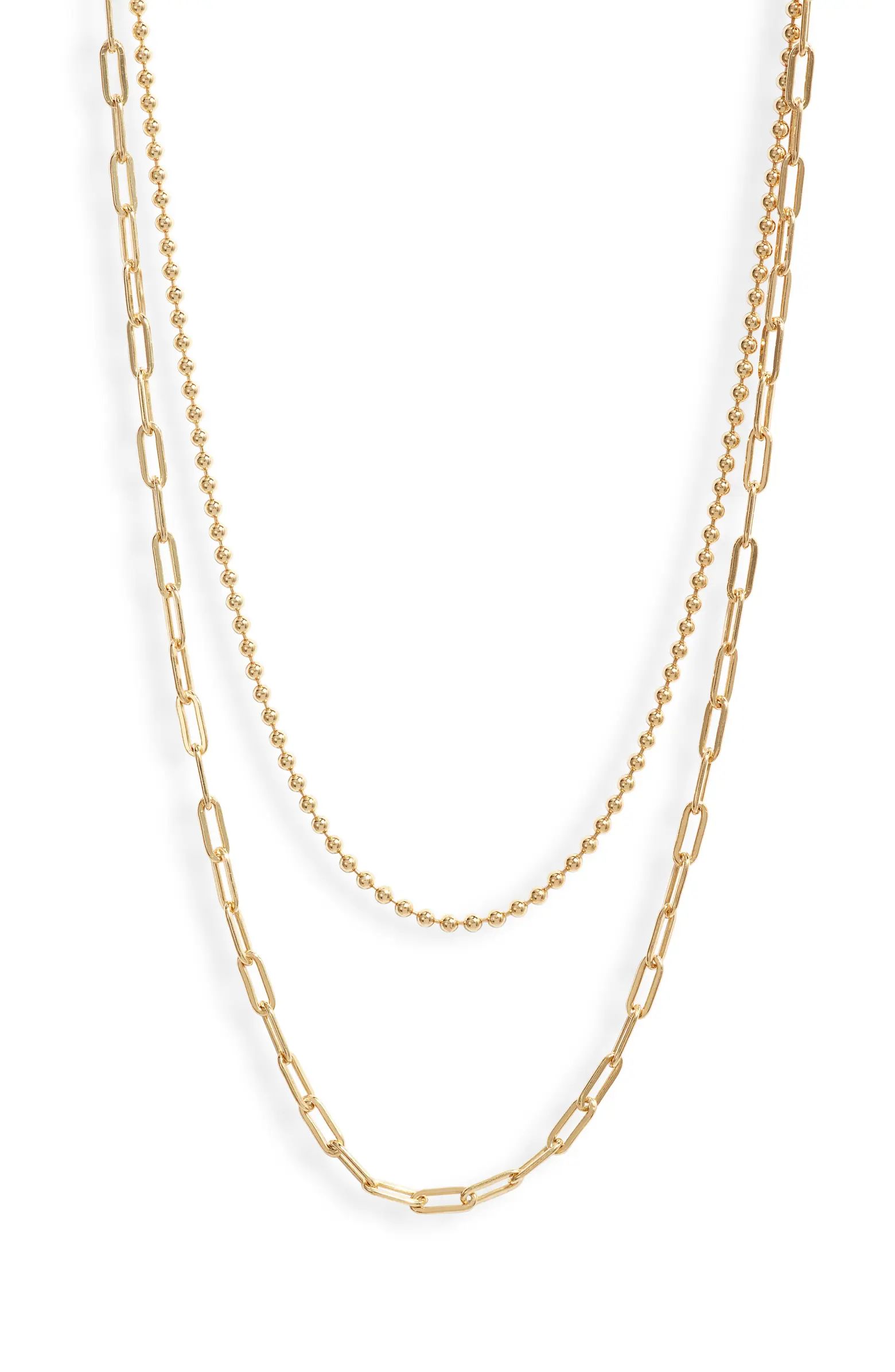 Argento Vivo Sterling Silver Argento Vivo Ball & Paper Clip Double Strand Necklace | Nordstrom | Nordstrom