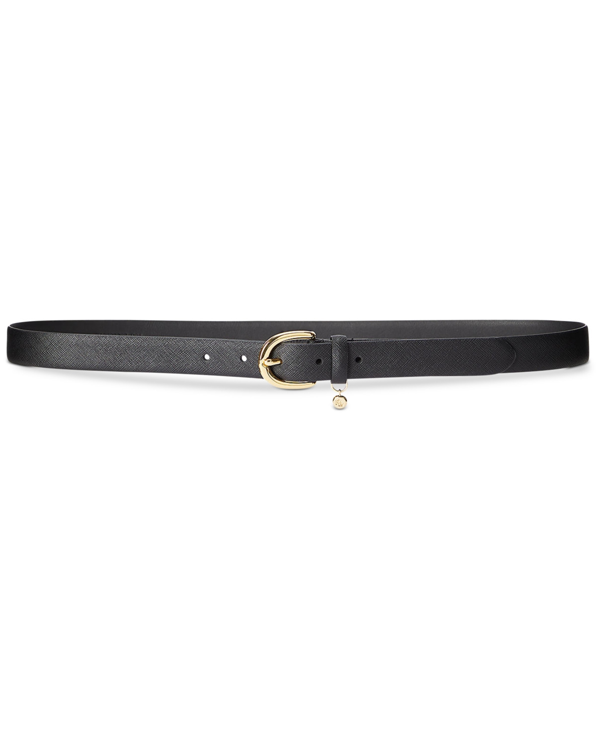 Lauren Ralph Lauren Women's Charm Crosshatch Leather Belt - Black | Macy's