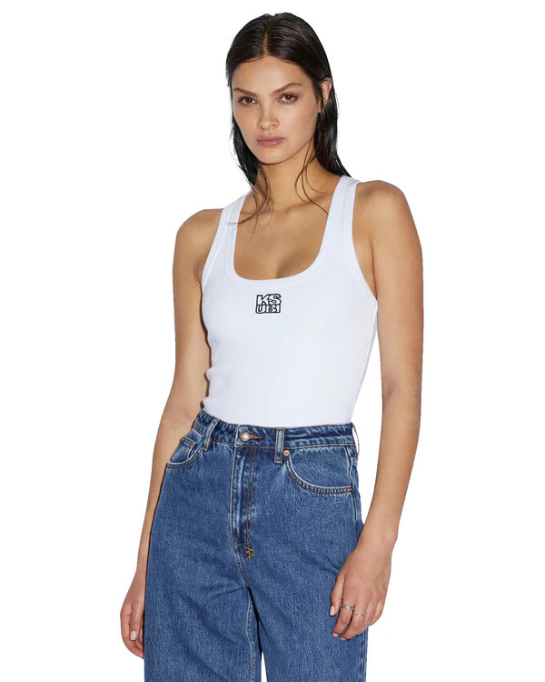 Stacked Origin Fitted Tank Top - White  | Ksubi ++ | Ksubi (US)