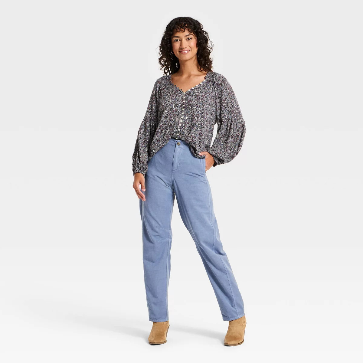 Women's Low-Rise Barrel Leg Cargo Pants - Universal Thread™ Blue 6 | Target
