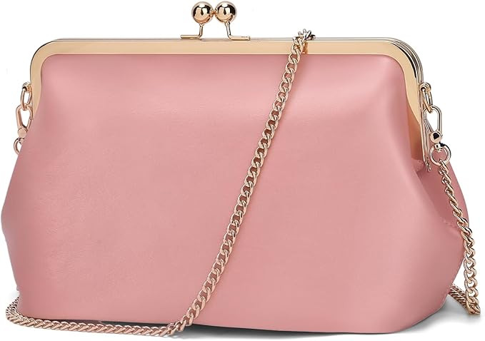 Women's Kiss Lock Crossbody Bag PU Medium Handbags Kiss Clasp Crossbody Shoulder Bags Tote Purse ... | Amazon (US)