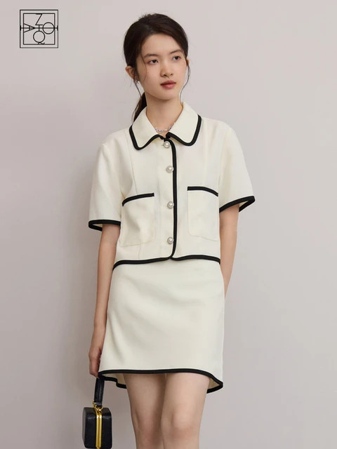 ZIQIAO Temperament Celebrity Style Patchwork Shirt Skirt Suit Female Summer Chic Short-sleeved To... | AliExpress (US)
