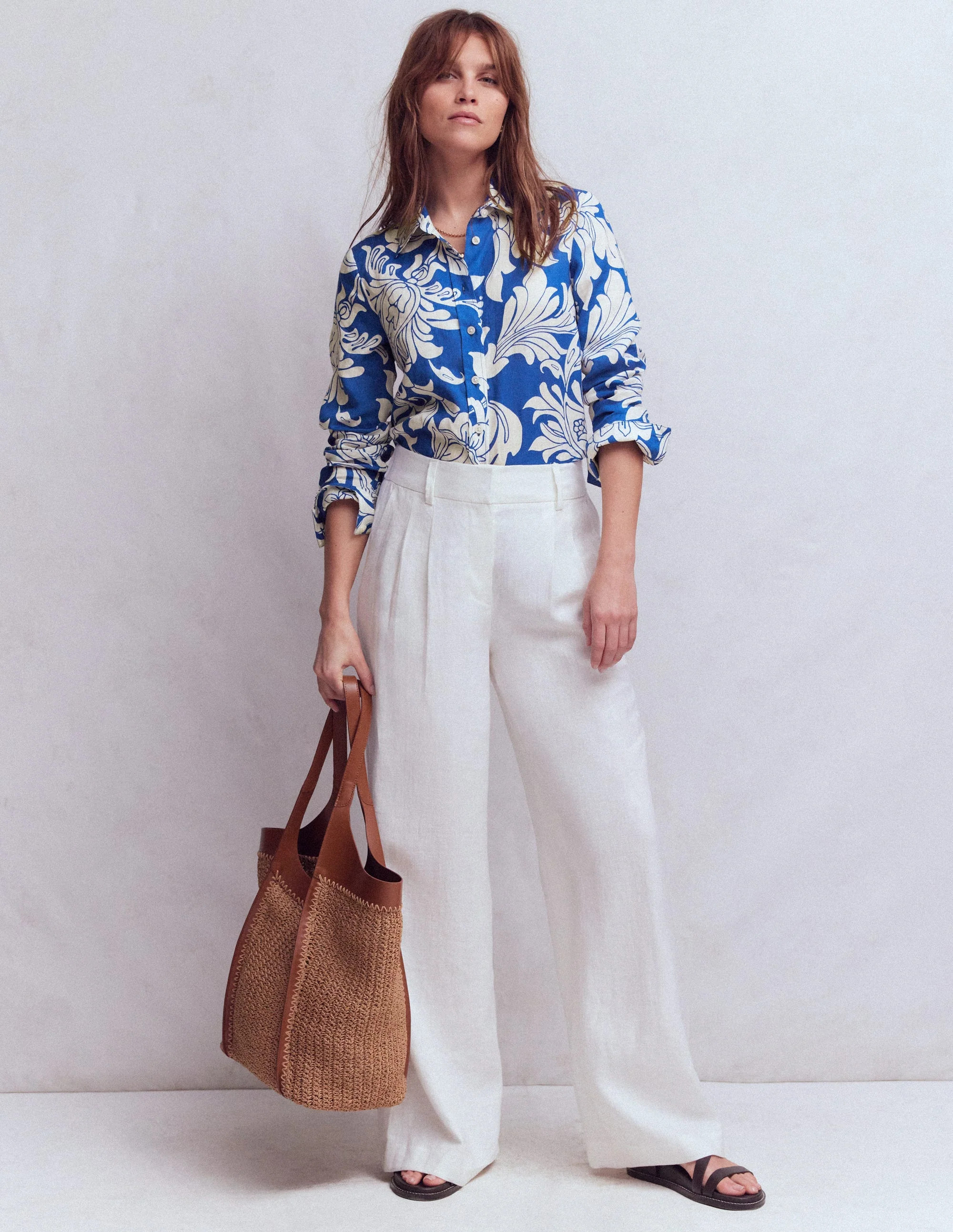 Boden Women's Sienna Linen Shirt in Blue | Size 10 | Boden (US)