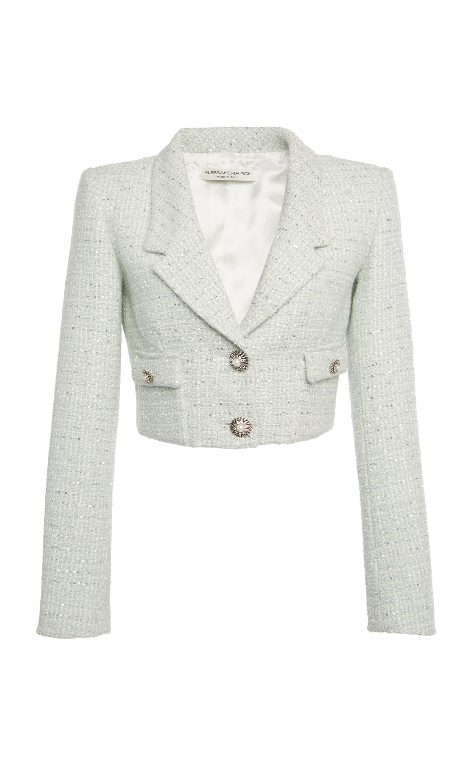 Sequined Wool-Blend Tweed Cropped Blazer | Moda Operandi (Global)