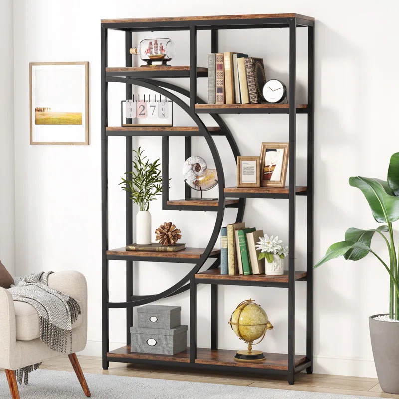 Oscer Bookshelf Industrial 5 Tier Etagere Bookcase Bookshelves for Living Room, Bedroom | Wayfair North America